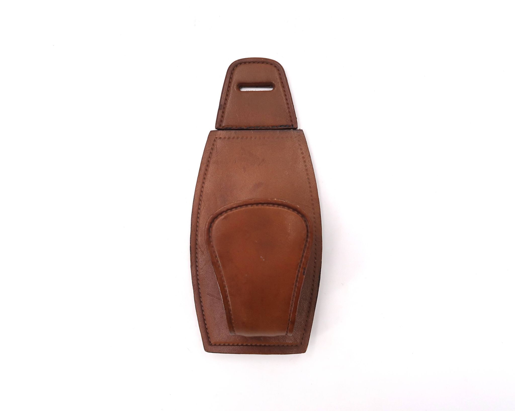 Portemanteau patère en cuir surpiqué marron  années 60