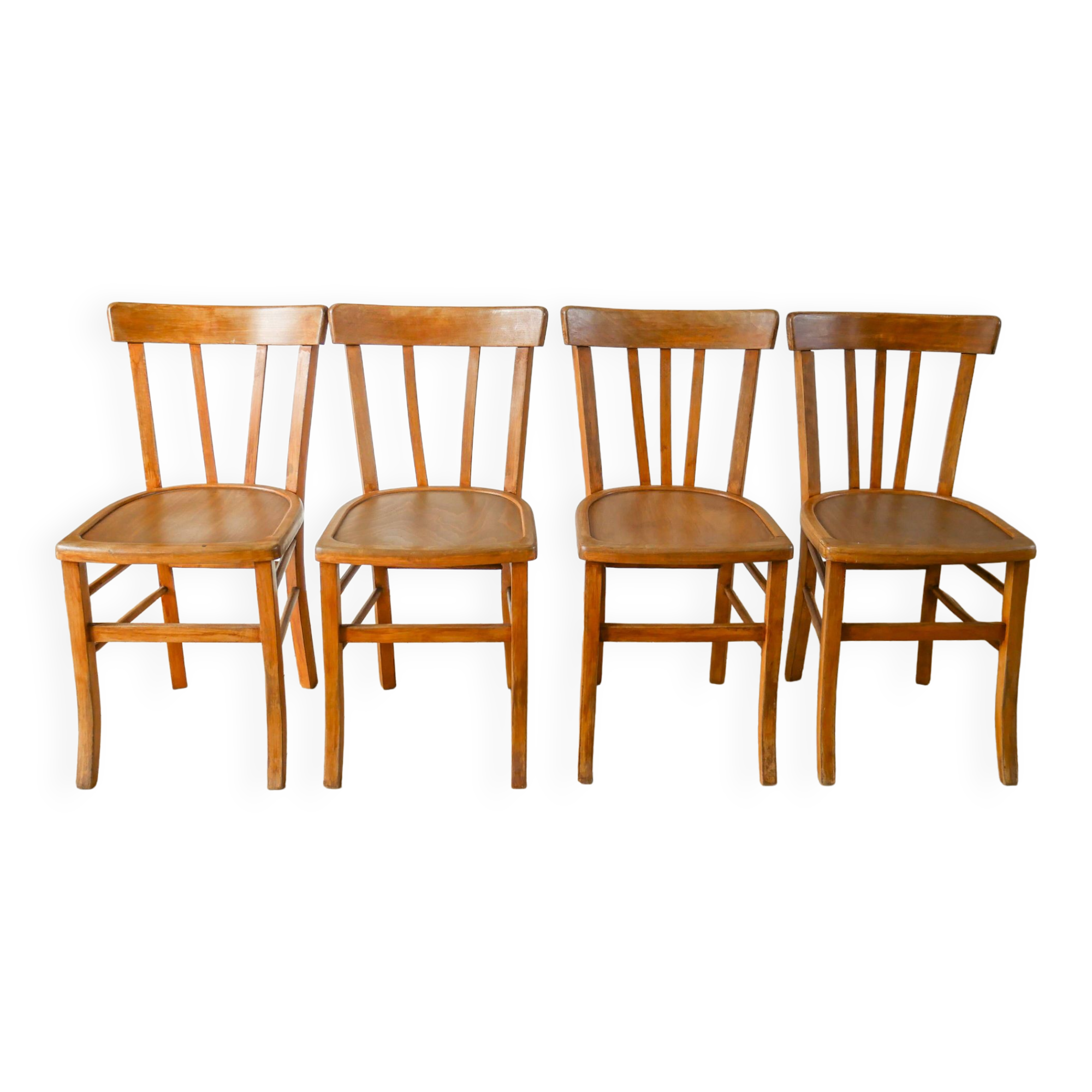 Set of 4 bentwood bistro chairs signed luterma 1950