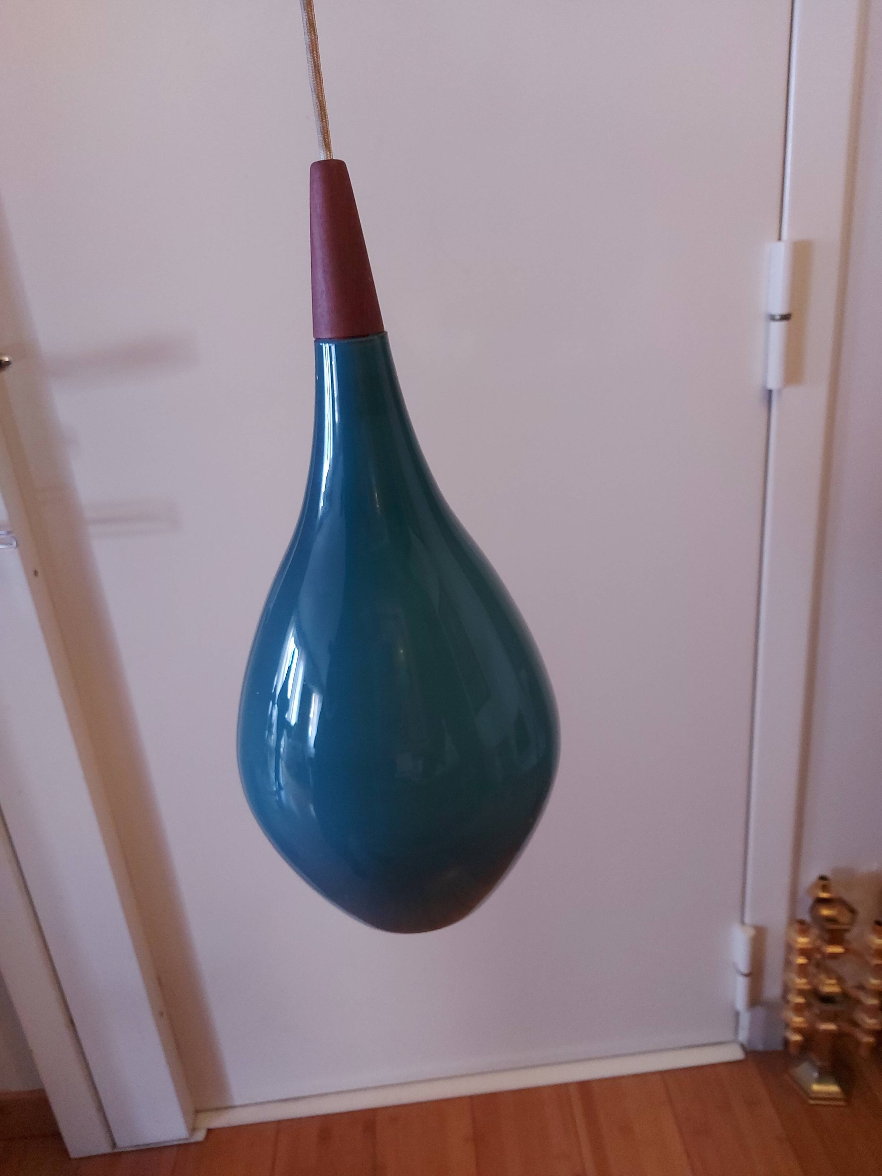 Scandinavian glass pendant light Holmegaard 50, 60's