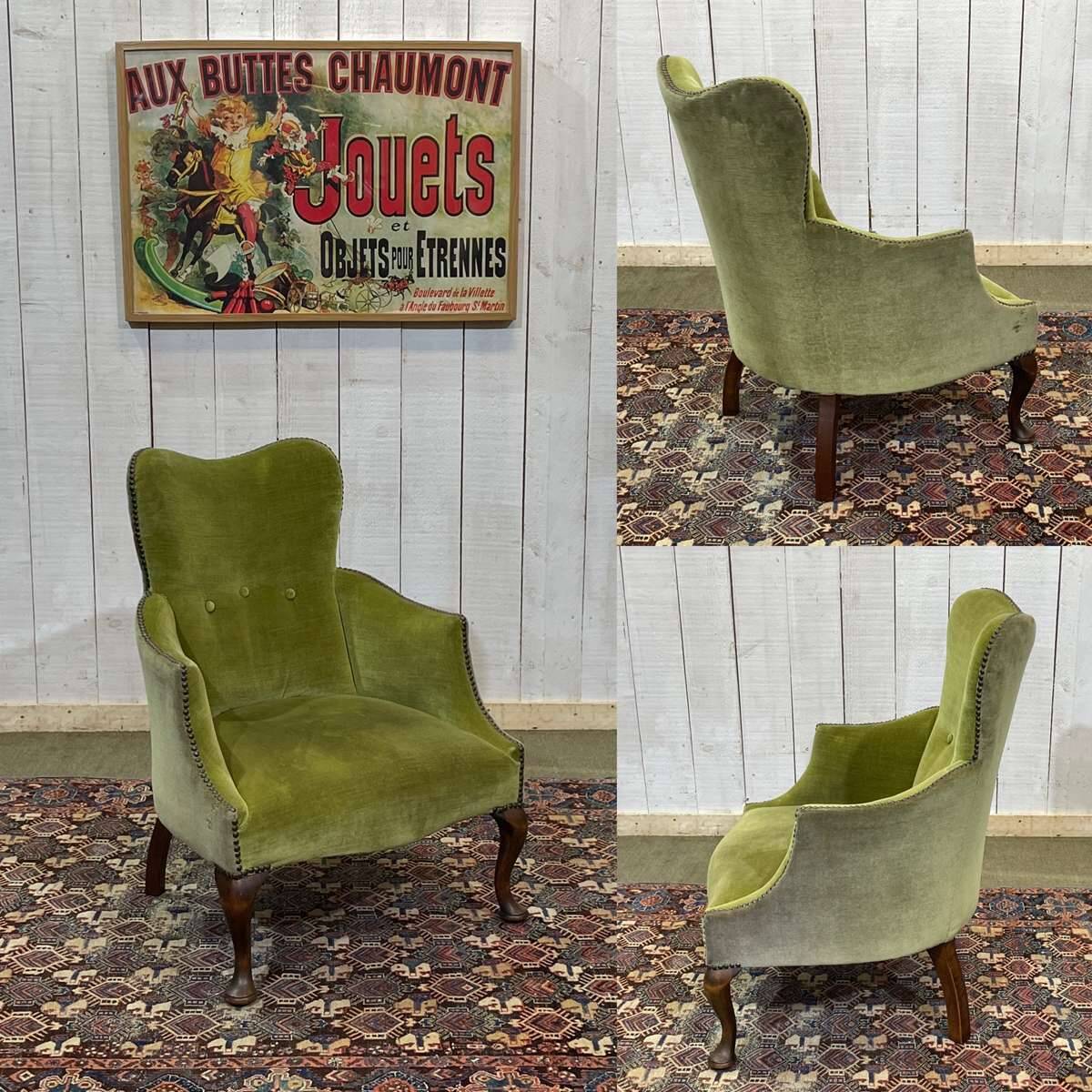 English walnut armchair from the early 20th century
