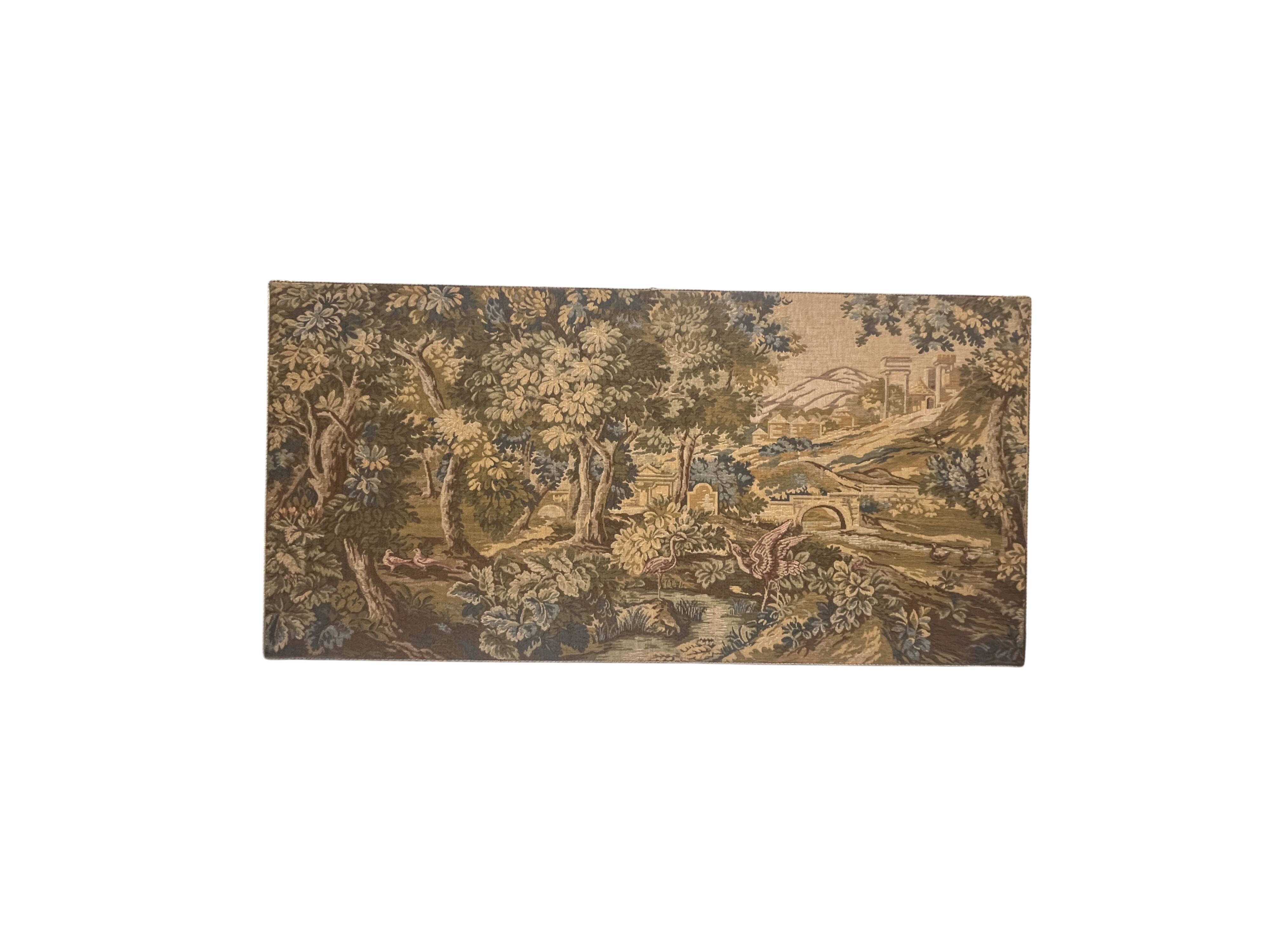 Tapestry in the Aubusson style, landscape and birds, 20th century