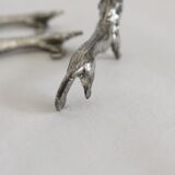 6 vintage lion silver metal knife rests