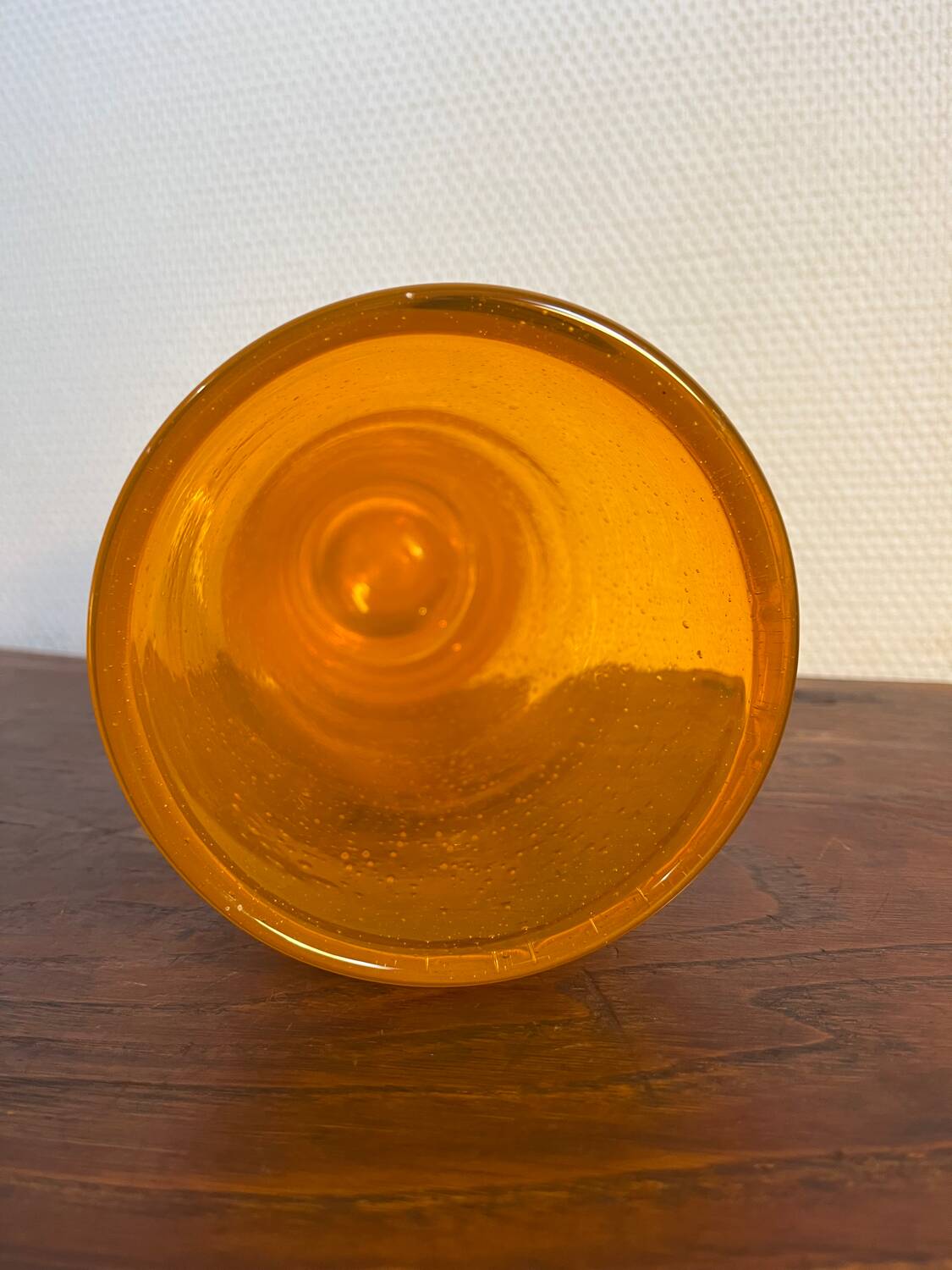 Vase année 80 verre bullé