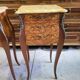 Paire de chevets en bois de rose plateau marbre a 3 tiroirs