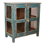 Antique Burmese teak sideboard with original blue and white patina