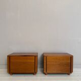 Mid-Century Italian Walnut Bedside Tables with Drawers, 1960s, Set of 2