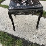 Chinese black lacquer side table with multicoloured inlays, 1950s.