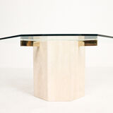 Table basse en travertin 1970s Italie, Artedi
