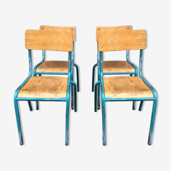 4 chaises industrielle école vintage