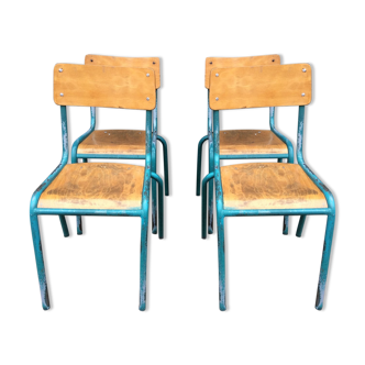 4 vintage school industrial chairs