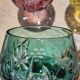 Set of 4 vintage coloured cut crystal wine glasses