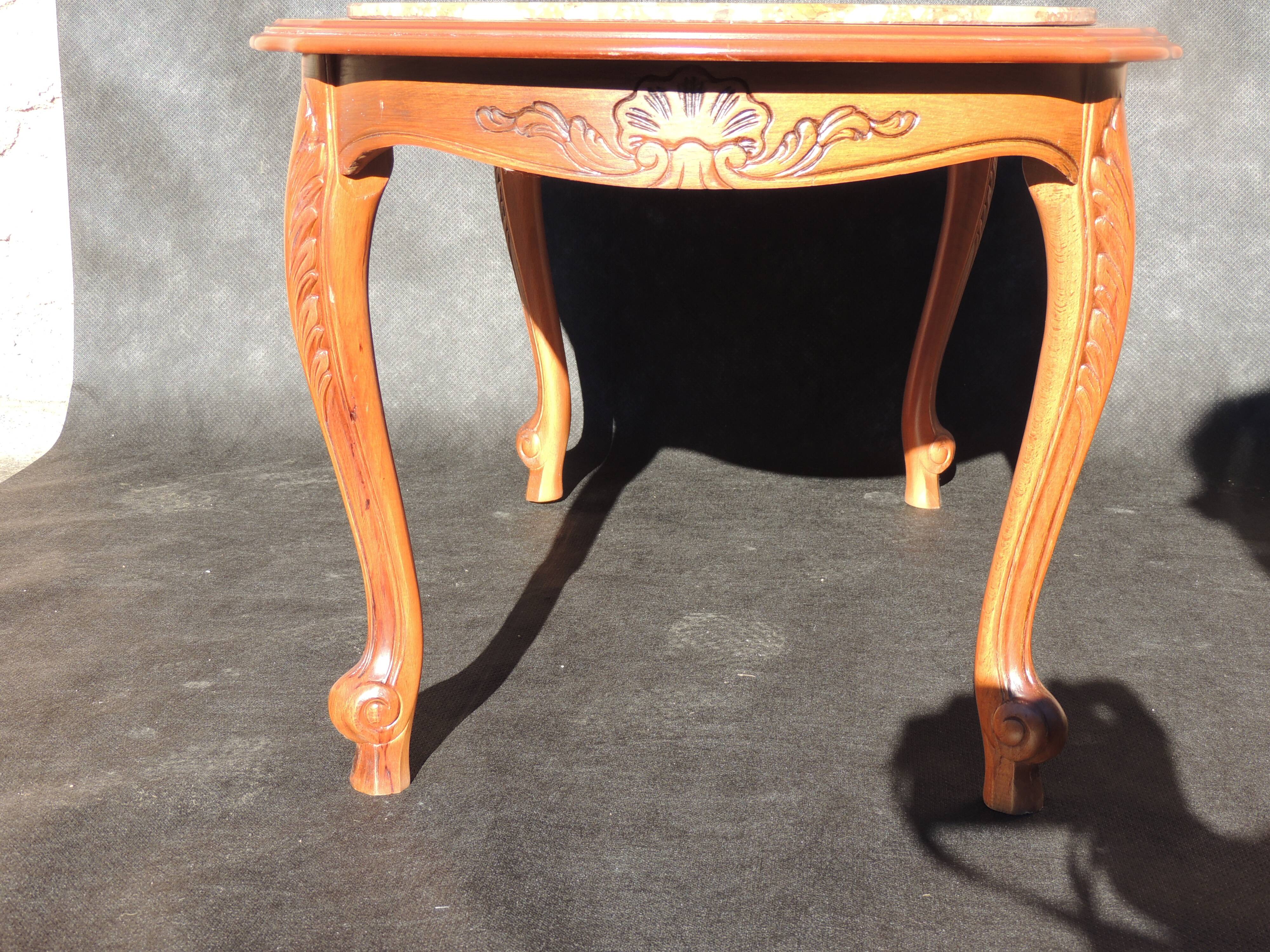 Coffee table ovalewood and marble pink salmon