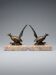 Art Deco bookends with birds – patinated metal and pink marble