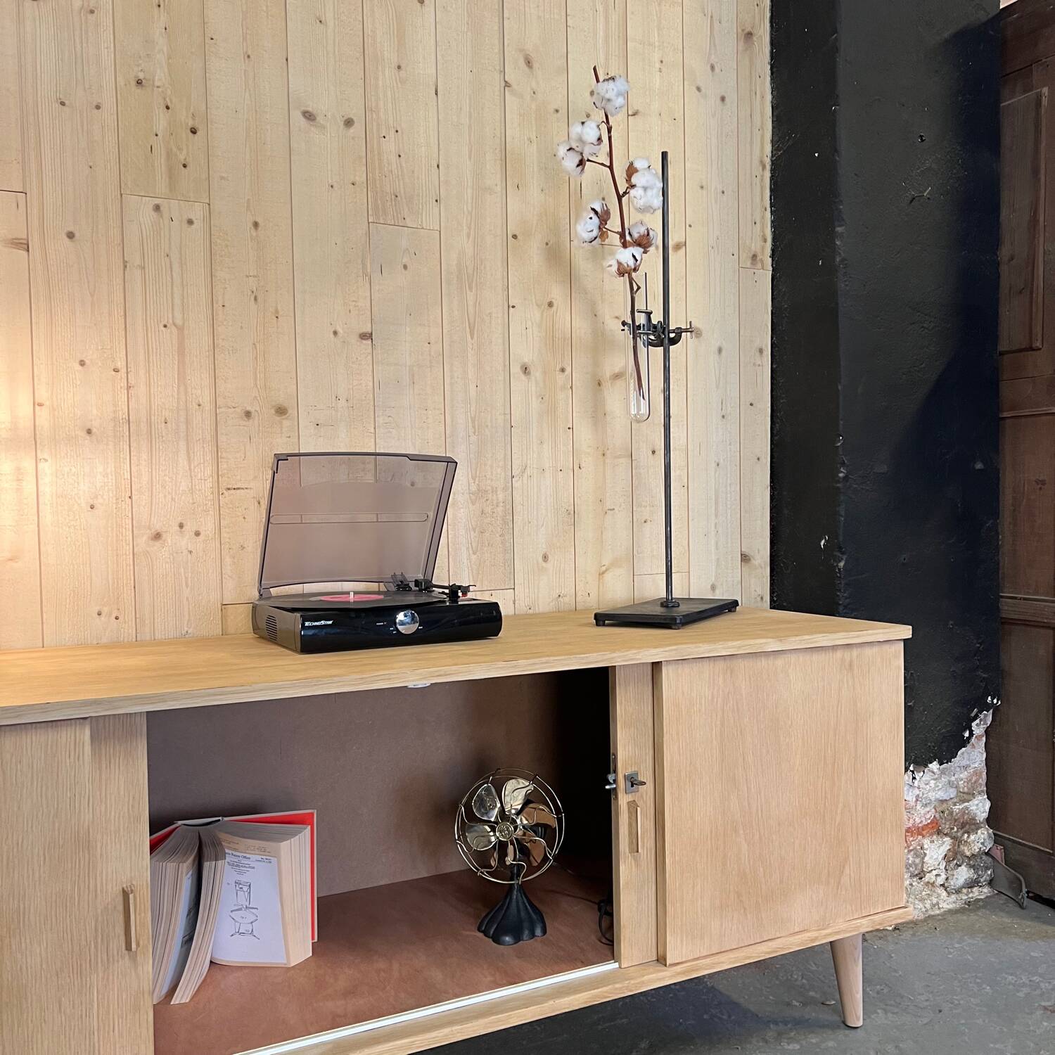 Scandinavian vintage hi-fi tv cabinet