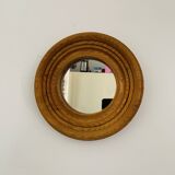 Vintage round wooden mirror