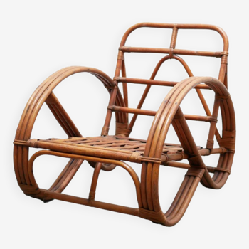 Vintage rattan pretzel armchair
