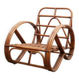 Vintage rattan pretzel armchair