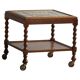 Modern Danish service table with turned spool legs and coloured tiles, 1950s.