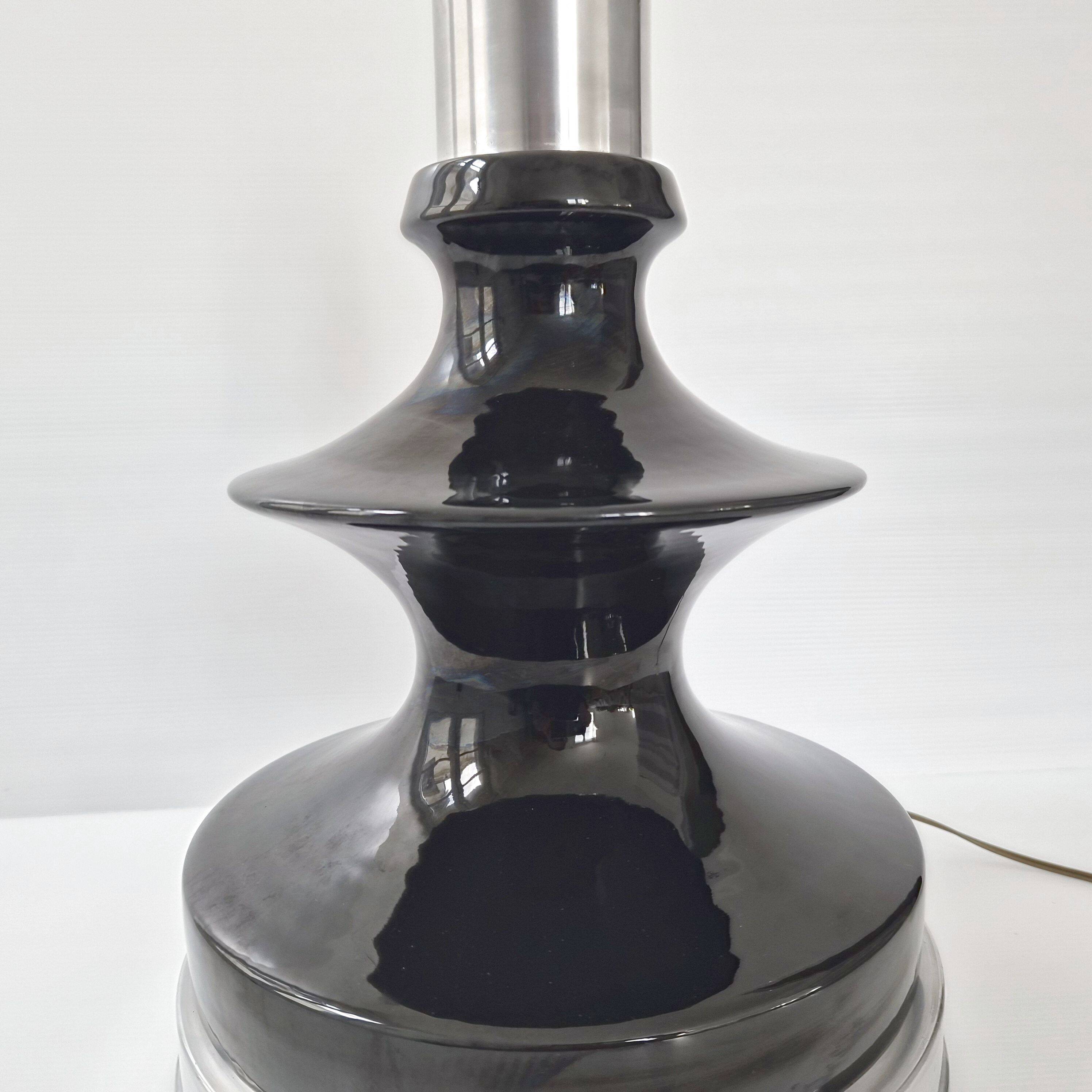 Vintage 1960 lamp in ceramic & silver aluminium