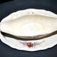 Sarreguemines sauce boat and dish in earthenware with "Obernai" decoration by Henri Loux