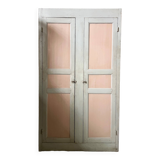 Façade de placard fin XIXem, double portes + cadre en sapin peint