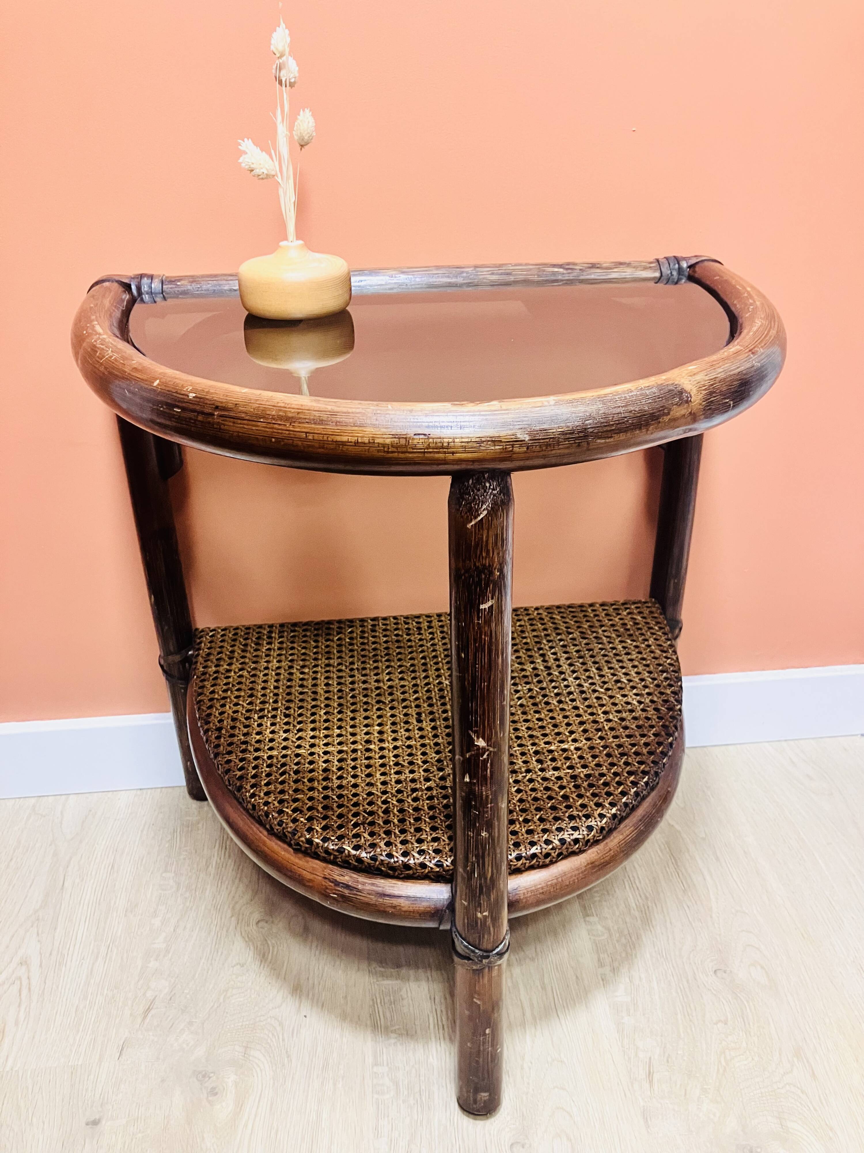Side table / end table in rattan and caning