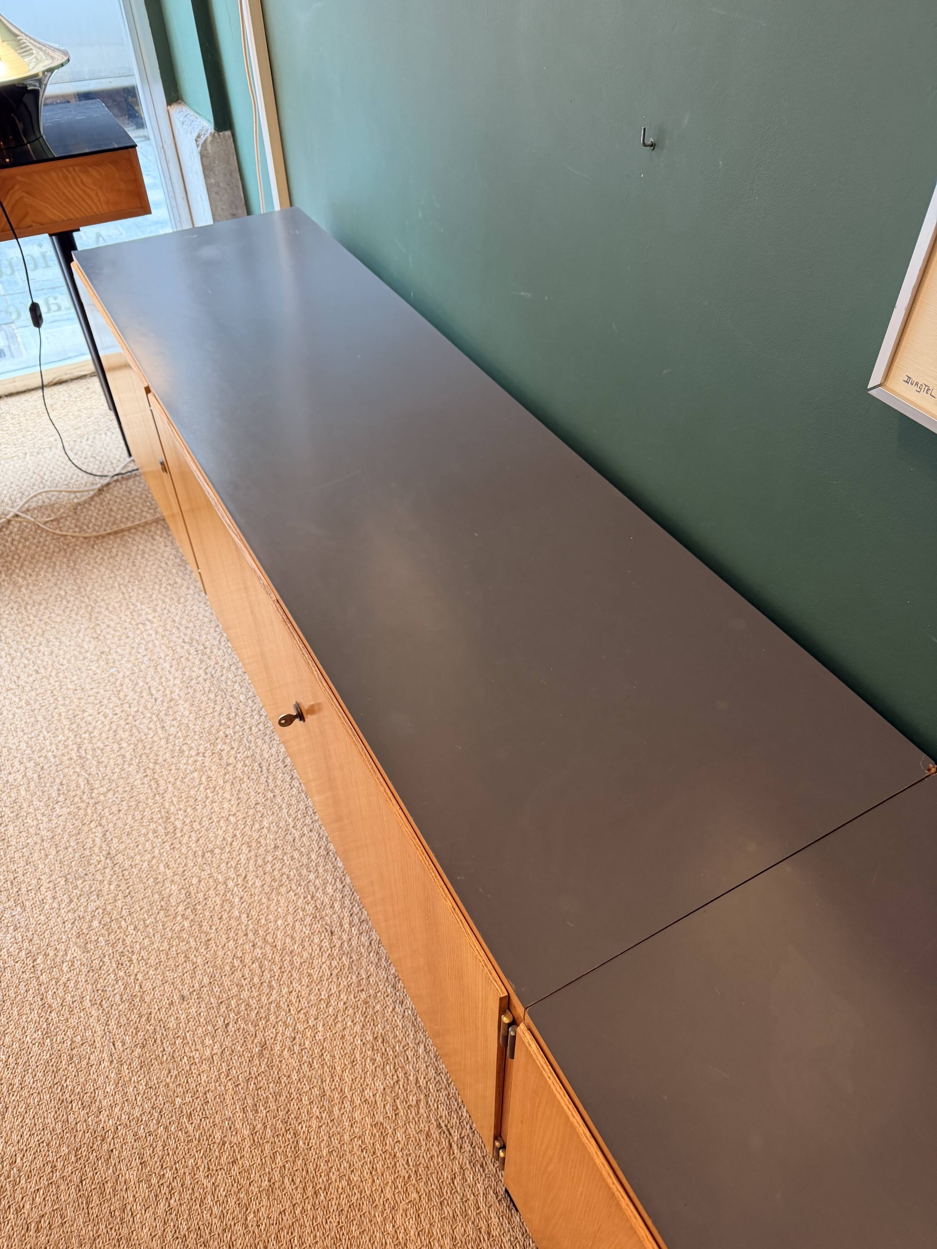 Very large custom-made German sideboard, in 2 modules, 1960s.