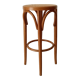 Vintage curved wooden high stool and tanned seat