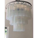 Contemporary opalino murano glass "tronchi" chandelier