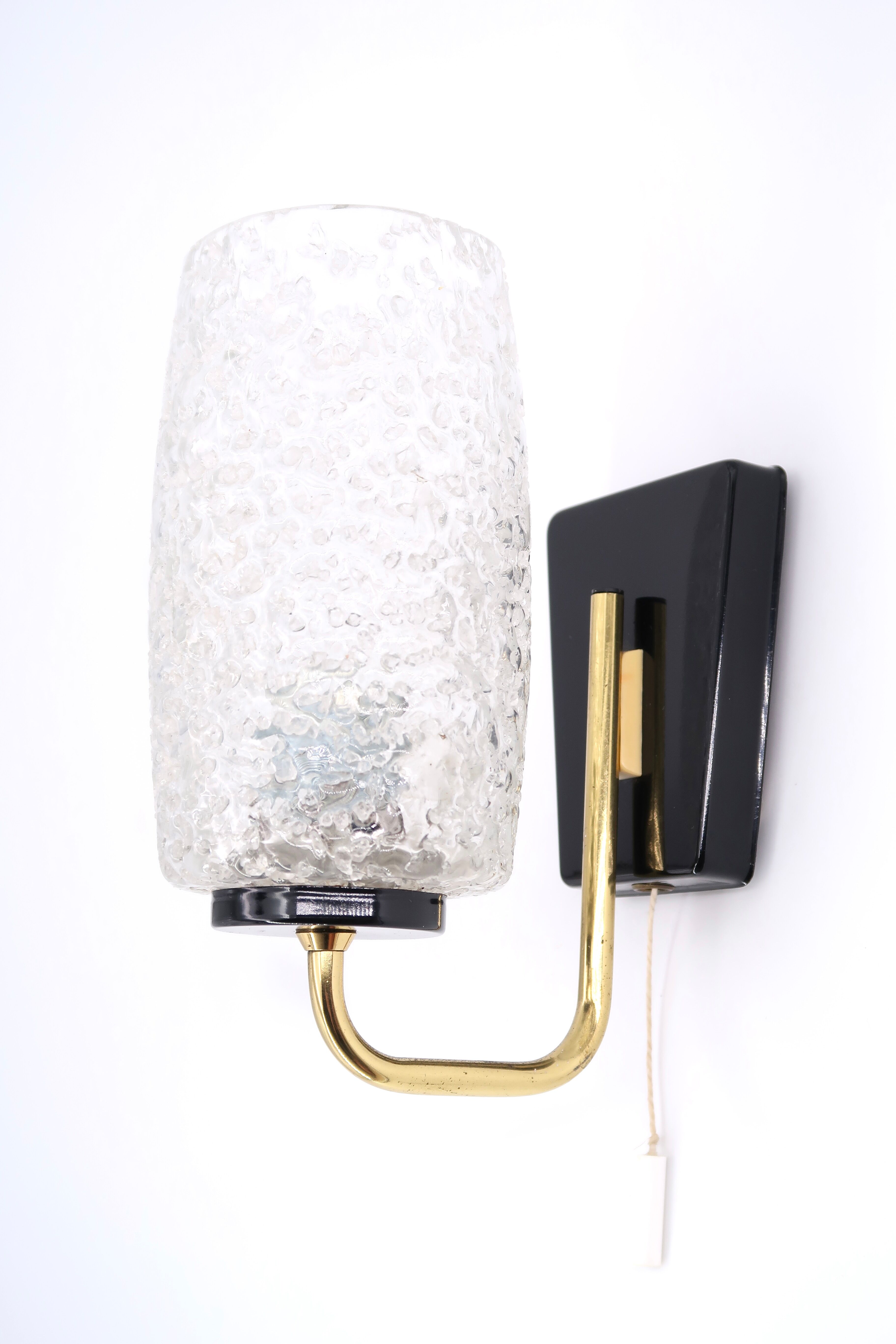 Pair of gold and black metal sconces, 50s