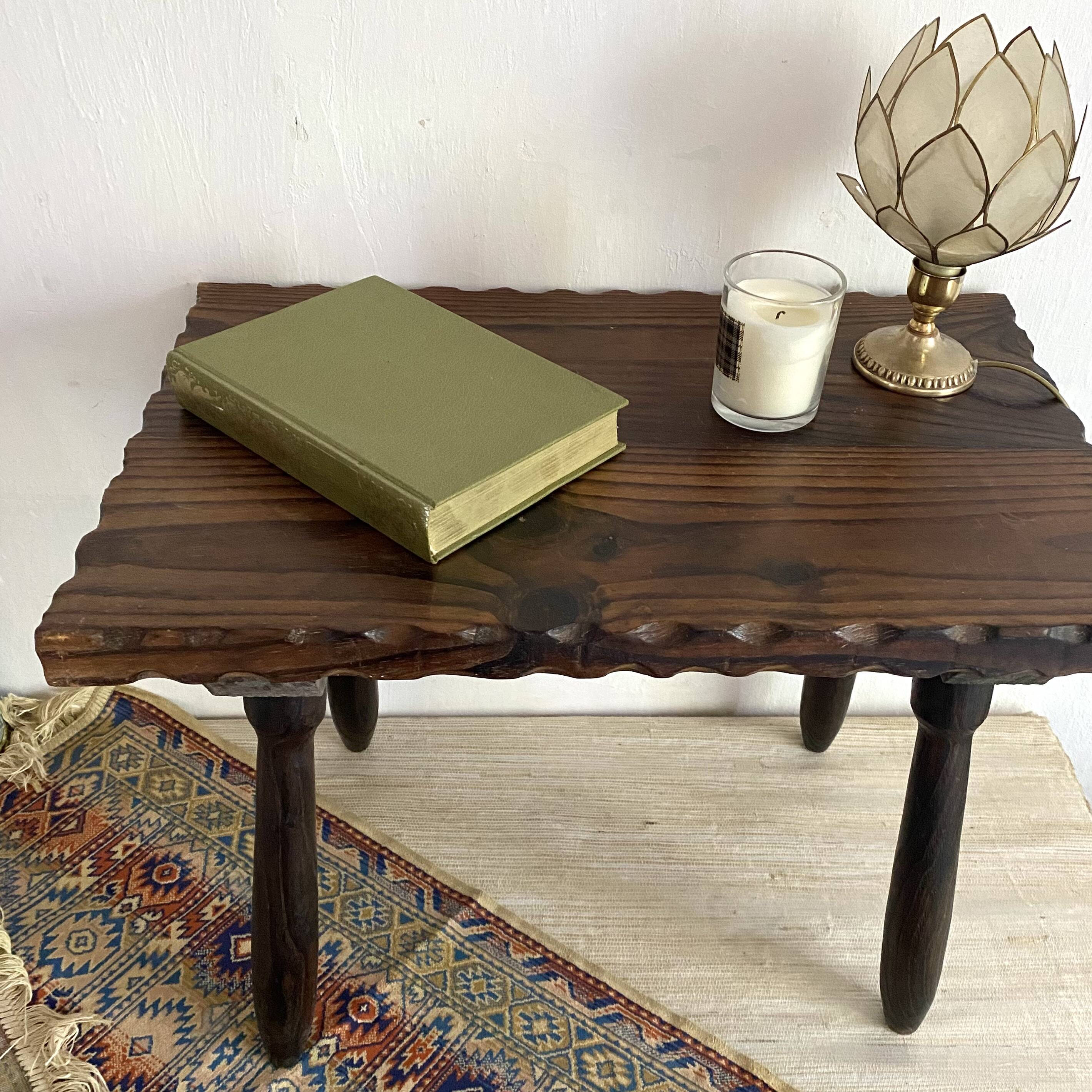 Wooden side table or bed end, Spain 1970