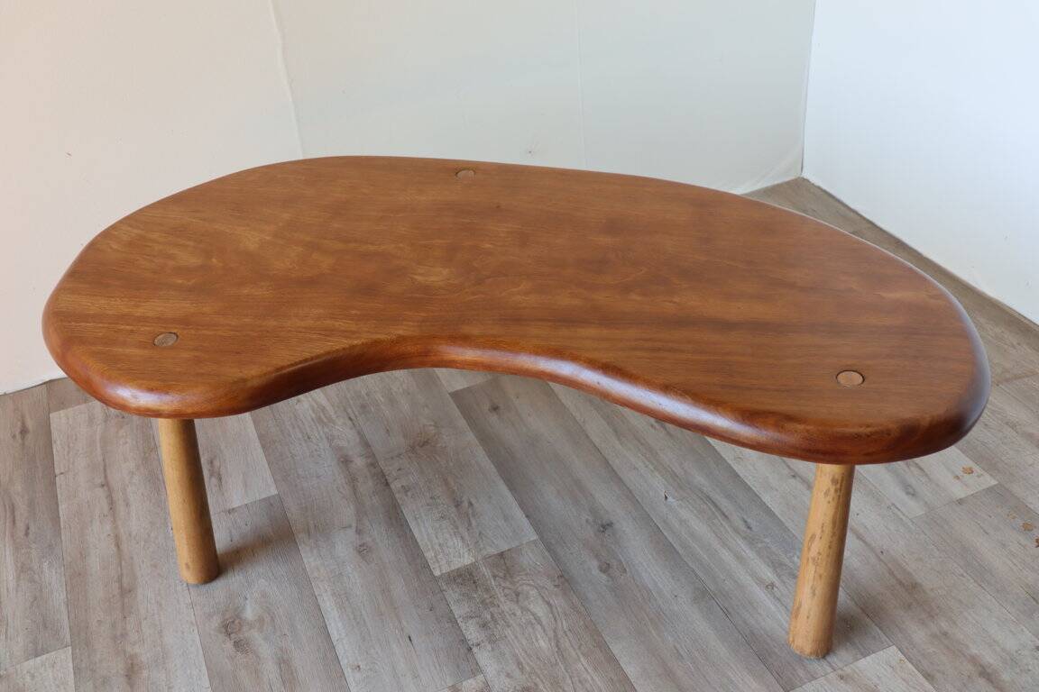 Vintage "bean" coffee table in solid wood, 1960