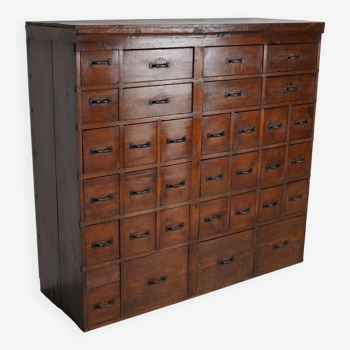 Large Dutch Industrial Pine Apothecary / Workshop Cabinet, circa 1950s