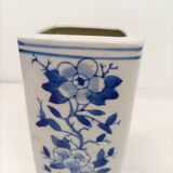 Blue and white square porcelain vase – Asian style / Delft blue