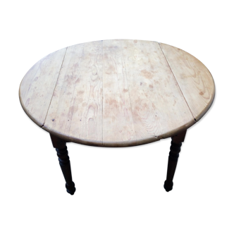 Table ronde à rabat avec deux tiroirs