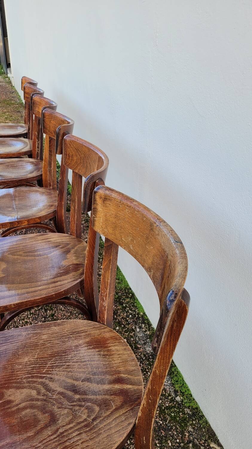 Series of 6 vintage restaurant bistro chairs - 1950s