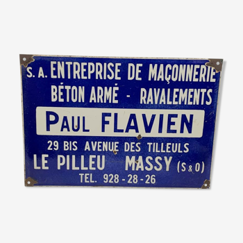 Plaque émaillée ancienne 1960 tel 7 chiffres