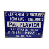 Old enamelled plate 1960 such 7 digits