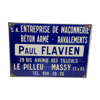 Old enamelled plate 1960 such 7 digits