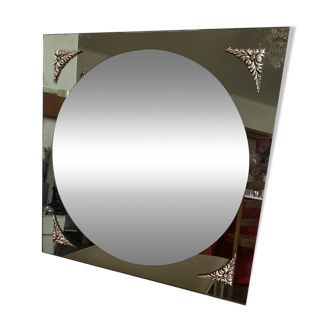 Square mirror with round glass 60x60