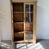 Glass cabinet or display case in pine 1950
