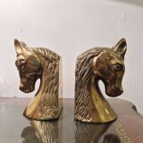 Serre livre têtes de cheval en laiton vintage