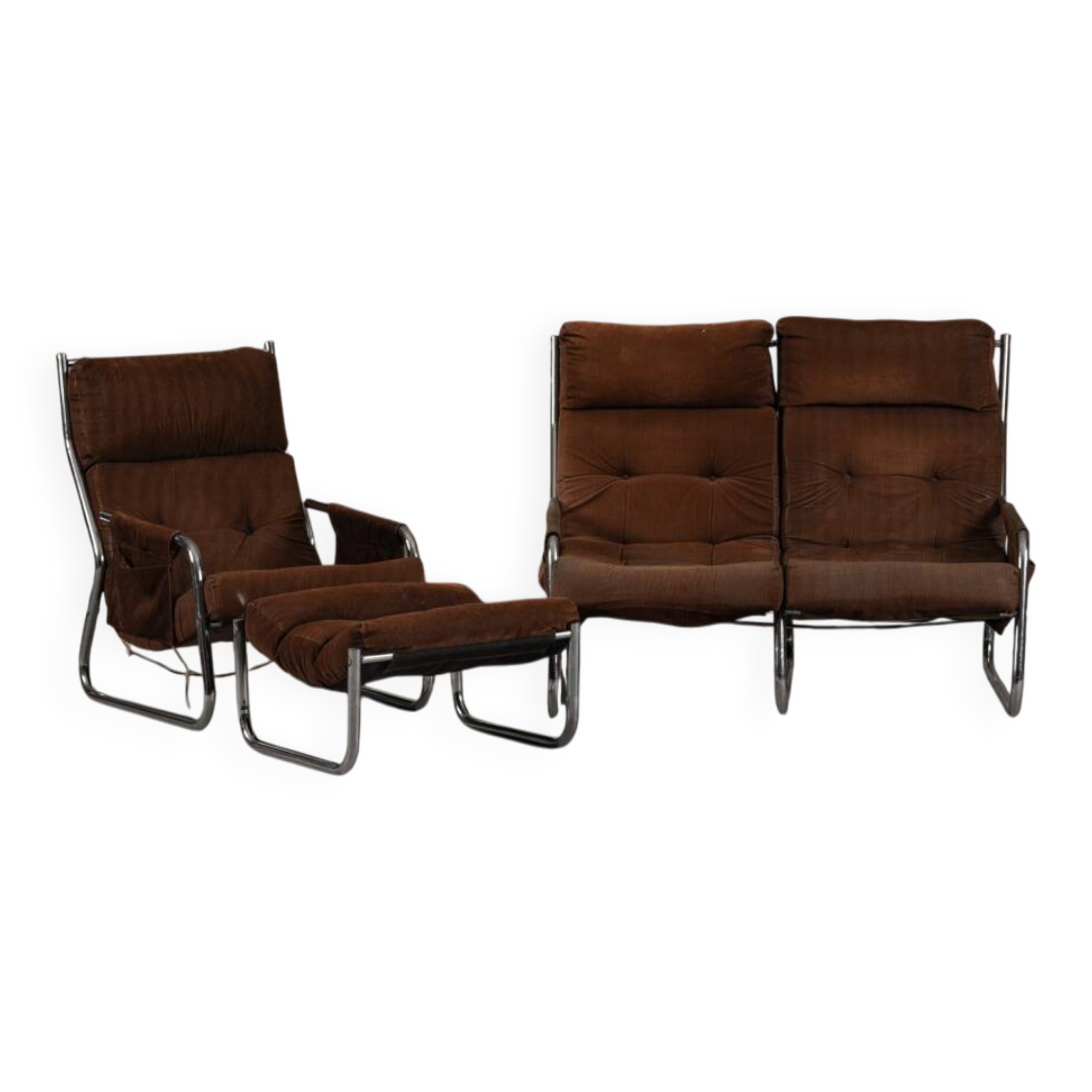 Mid-century armchair and sofa set by Gillis Lundgren Ikea Sweden 1970s