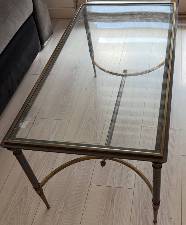 Table basse rectangulaire en laiton