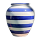 Blue striped ceramic vase