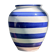 Blue striped ceramic vase