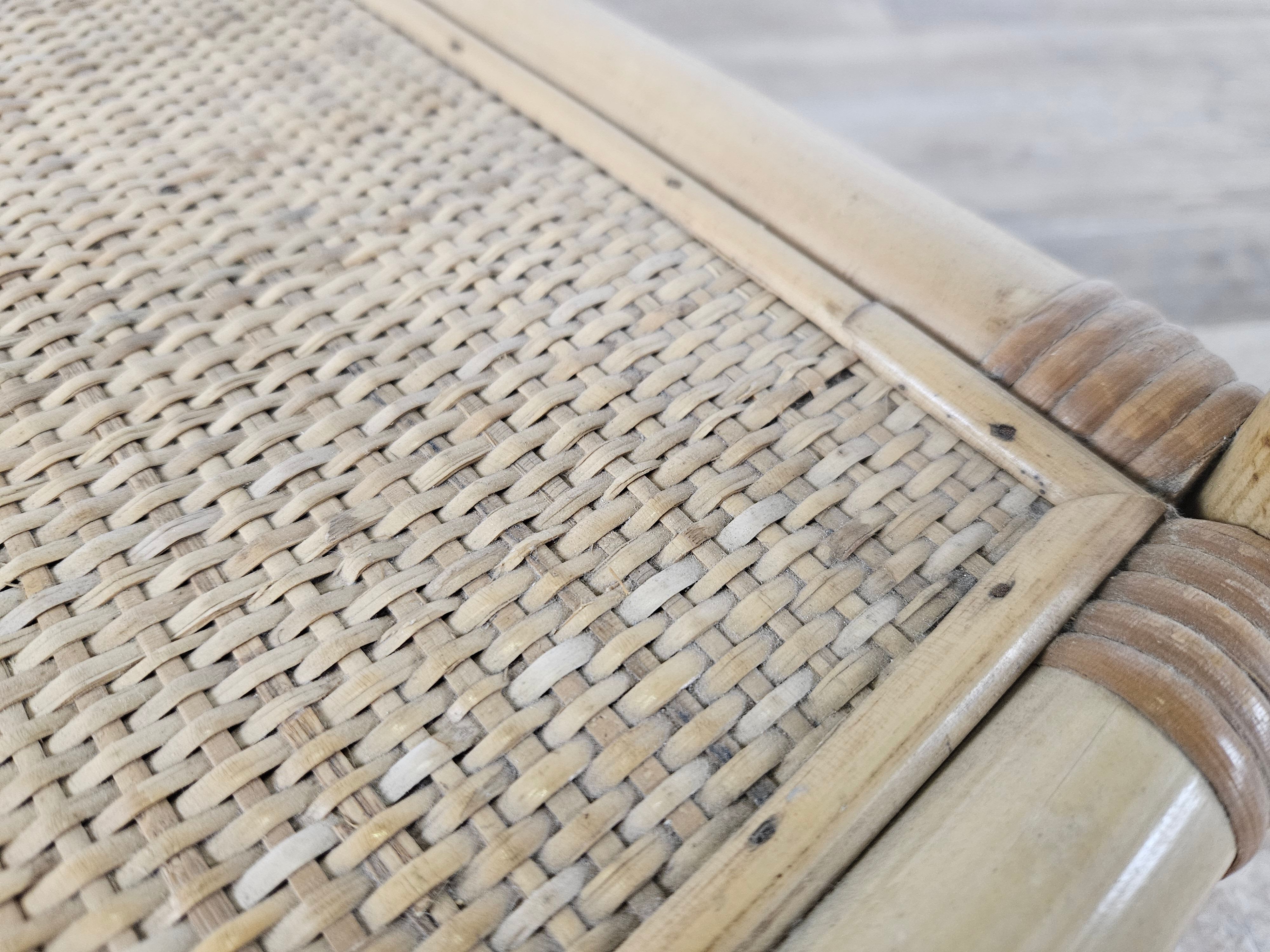 Wicker coffee table with glass top