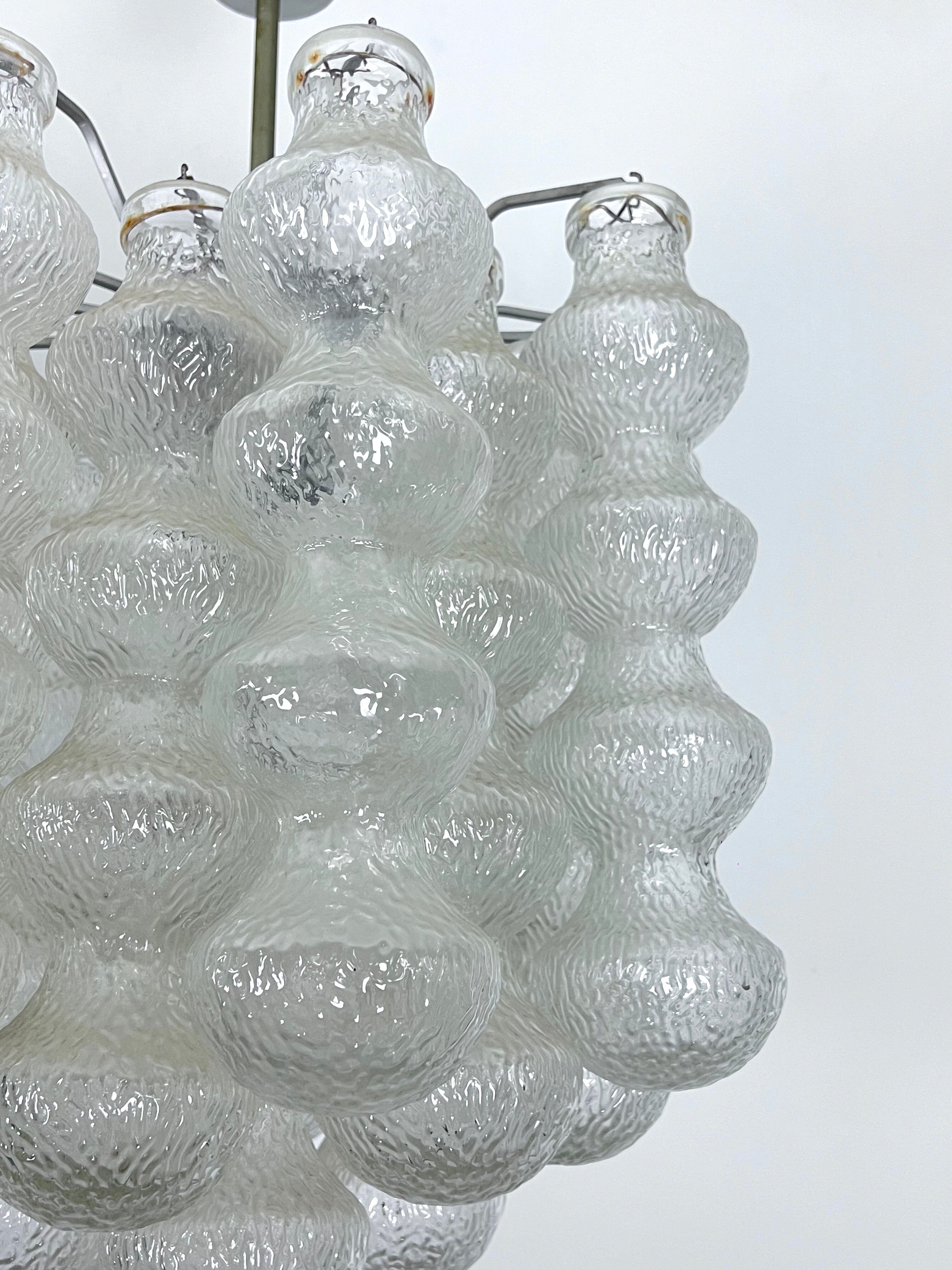 Pair of Mid-Century Murano Bubble Glass chandeliers. Italy 1960s