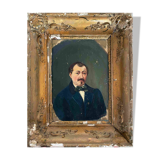 Raw attic: Painting "Portrait of a man with a bow tie" signed Cosson XIX°