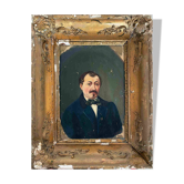 Raw attic: Painting "Portrait of a man with a bow tie" signed Cosson XIX°
